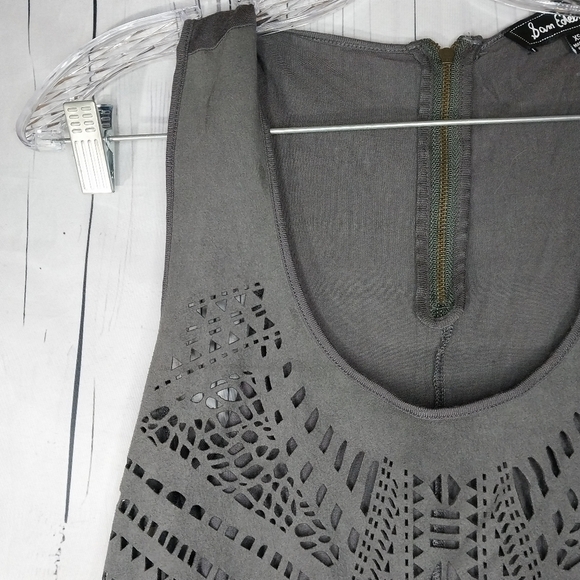 Sam Edelman Women Grey Faux Suede Laser Cut Out Hi-Low Tank Top Sz XS - Picture 3 of 13